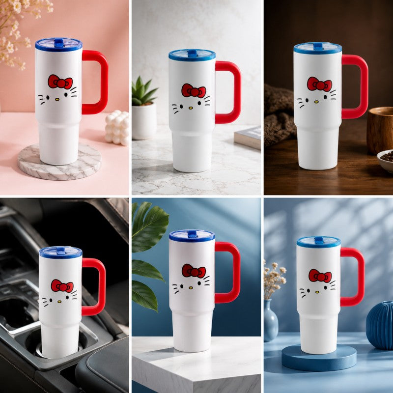 Stainless Steel Tumbler with Handle & Lid